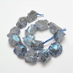 Elettrodeposte quarzo naturale perline di cristallo fili, pepite, argento, 17~30.5x17~30x11~25mm, Foro: 2.5~3 mm, circa 13~16pcs/filo, 14.8 pollice~16 pollici