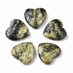 Natürlicher gelber Türkis (Jaspis) Herz-Liebesstein, Taschenpalmenstein zum Reiki-Ausgleich, 24.5x25x6~7 mm