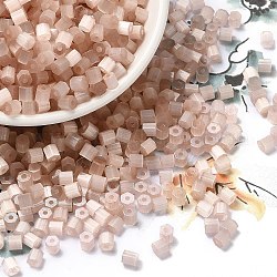 Perles de rocaille en verre, imitation d'oeil de chat, trou rond, hexagone, peachpuff, 3.5x3.8x3.5mm, Trou: 1mm, 409 pcs / livre