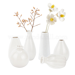 Nbeads 6 шт. мини-керамическая ваза для цветов, 6 стиль, деревенский декор, ваза, современный декор для фермерского дома, белые простые маленькие вазы для цветов, маленькие растения, цветочный декор для столовой, полки, 1.7~2.6x2.8~3.9
