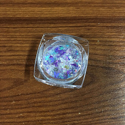 Accesorios de decoración de uñas brillantes, Con polvo de brillo y lentejuelas, diy sparkly paillette consejos uñas, Violeta Azul, 1~3.5x1~3.5mm, aproximamente 0.8 g / caja
