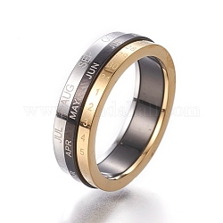304 anelli in acciaio inox, anelli di filatura, con mese e data, colore misto, formato 6~9, 16~19mm