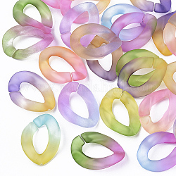 Spray Painted Two Tone Transparent Acrylic Linking Rings, Quick Link Connectors, for Curb Chains Making, Twist, Mixed Color, 23x17x4.5mm, Inner Diameter: 13.5x7mm