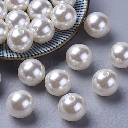 Perline acrilico perla imitato, tondo, bianco crema, 16mm, Foro: 2 mm, circa 220pcs/500g
