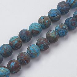 Natur chrysocolla runde Perle Stränge, gefärbt und erhitzt, matt, 4 mm, Bohrung: 1 mm, ca. 96 Stk. / Strang, 15.5 Zoll (39.5 cm)