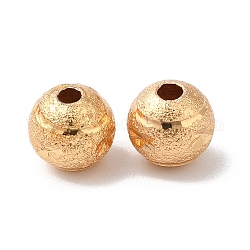 Perle di ottone cave, tondo, vero placcato oro 18k, 6x6mm, Foro: 1.4 mm