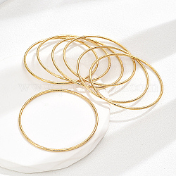 Braccialetto sottile semplice in acciaio inossidabile, braccialetti semplici da donna, vero placcato oro 18k, diametro interno: 2-3/8 pollice (6 cm)