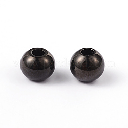 Redondas 304 de acero inoxidable entrepieza de abalorios, electroforesis negro, 6mm, agujero: 2 mm
