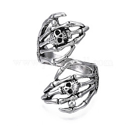 Готический панк-череп ручной сплав открытое кольцо-манжета для мужчин и женщин, без кадмия и без свинца, античное серебро, размер США 10 (19.8 мм)