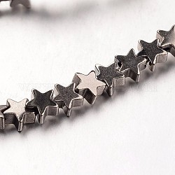 Electroplate Non-magnetic Synthetic Hematite Bead Strands, Star, Antique Bronze Plated, 4x4x2~3mm, Hole: 1mm, about 117pcs/strand, 15.7 inch