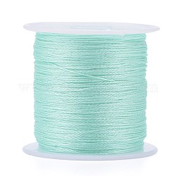 Polyester Braided Metallic Thread, for DIY Braided Bracelets Making and Embroidery, Pale Turquoise, 0.4mm, 6-Ply, about 54.68 yards(50m)/roll