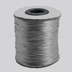 Hilo de nylon, Cordón de satén de cola de rata, cable de la joya de nylon para la fabricación de joyas trenzada, redondo, gris, 1mm, Aproximadamente 100 yardas / rollo (300 pies / rollo)