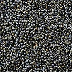 Toho perles de rocaille rondes, Perles de rocaille japonais, (613) couleur mate gris iris, 15/0, 1.5mm, Trou: 0.7mm, environ 3000 pcs/10 g