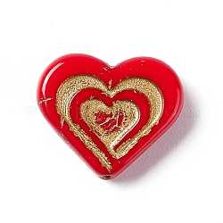 Perle di vetro ceco, cuore, rosso, 13.5x16.5x4.5mm, Foro: 1 mm