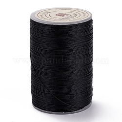 ラウンドワックスポリエステル糸ストリング  マイクロマクラメコード  ツイストコード  革縫い用  ブラック  0.3~0.4mm  約174.98ヤード（160m）/ロール