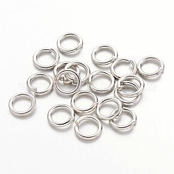 90pcs Open Jump Rings, Brass, Cadmium Free & Nickel Free & Lead Free, Platinum Color, 18 Gauge, 6x1mm, Inner Diameter: 4mm, about 90pcs/10g