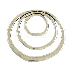Tibetan Style Alloy Pendants, Ring, Cadmium Free & Nickel Free & Lead Free, Antique Silver, 49x50x2mm, Hole: 17mm