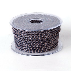 Braided Cowhide Cord, Leather Jewelry Cord, Jewelry DIY Making Material, Prussian Blue, 3mm, about 5.46 yards(5m)/roll