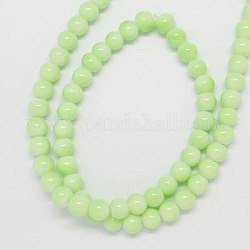 Painted Glass Beads Strands, Round, Green Yellow, 10mm, Hole: 1mm, about 82pcs/strand