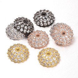 Demi apetalous round / dôme micro cuivres ouvrent zircone cubique caps, couleur mixte, 8x3mm, Trou: 1mm