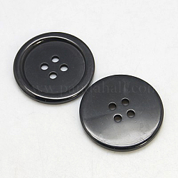 Botones de resina, teñido, plano y redondo, negro, 13x2mm, agujero: 1 mm, 980 unidades / bolsa