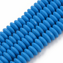 Handgemachte Fimo-Perlen Stränge, Flachrund, königsblau, 8.5~9x3.5 mm, Bohrung: 1.6 mm, ca. 112 Stk. / Strang, 15.75 Zoll ~ 16.14 Zoll (40~41 cm)