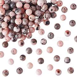 Perles de jaspe zèbre rose naturel olycraft, ronde, 6mm, Trou: 1mm, Environ 58~60 pcs/chapelet, 15.20'' (38.6 cm), 2 brins / boîte