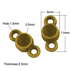 Basi di cabochon connettori  in lega, cadmio & nichel &piombo libero, oro antico, 12.5x5x2.5mm, Foro: 1.5 mm, adatto per strass da 3.5 mm