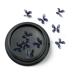 Cabochons in resina, nail art accessori decorativi, con contenitori di plastica, 3 d farfalla, blu, 6~7x5~8x2~3.5mm