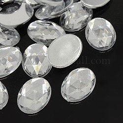 Cabuchones de diamante de imitación de acrílico de Taiwan imitación, facetados, óvalo espalda plana, Claro, 18x13x4mm, aproximamente 500 unidades / bolsa