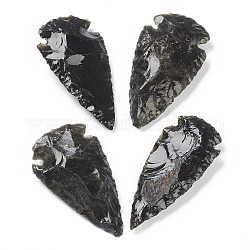 Perles d'obsidienne noire naturelle brute brute, pas de trous / non percés, pointe de flèche martelée, 60~63x29~34x8~12mm