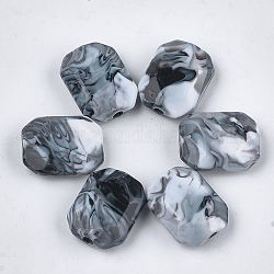 Акриловые бусины, Стиль имитация драгоценных камней, два тона, граненые, прямоугольные, шифер серый, 24x18.5x8.5 мм, отверстие : 3 мм, Около 175 шт / 500 г