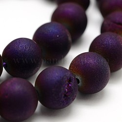 Galvani natürliche Achat runde Perle Stränge, Klasse A, lila plattiert, 8 mm, Bohrung: 1 mm, ca. 46 Stk. / Strang, 14.9 Zoll