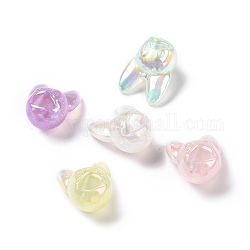UV Plating Rainbow Iridescent Acrylic Beads, with Glitter Powder, Dog, Mixed Color, 29x22x19mm, Hole: 2.8mm