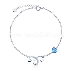 Bracelets en 925 argent sterling avec breloque, avec zircone cubique et chaînes porte-câbles, constellations, libra, bleu profond du ciel, couleur d'argent