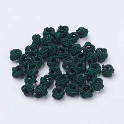 Nylon Cord Woven Beads, Round, Sea Green, 6~6.5x4.5mm, Hole: 2.5mm, about 93~100pcs/bag