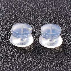 Silikon-Ohrmuttern, Ohrring Rücken, für die Ohrsteckerherstellung, Transparent, 5.5x4.5 mm, Bohrung: 1 mm