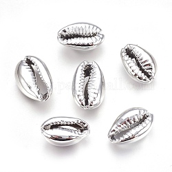 Perle di conchiglia elettrolitiche, conchiglie, platino, 15~20x10~12x5~6mm, Foro: 12~14x2~3 mm