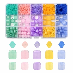 705pcs 15 perles acryliques imitation gelée de style, cône et cube, couleur mixte, 6~11.5x6~11x5.5~11mm, Trou: 1.5~2.5mm
