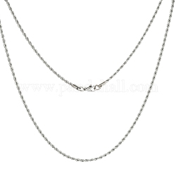 Torsadée en acier inoxydable corde création de collier de chaîne , avec fermoirs mousquetons, taille: environ 20 pouce (51 cm) de long,  largeur de 2 mm