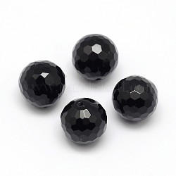 Natürliche schwarze Onyxperlen, facettiert rund, gefärbt und erhitzt, Hälfte gebohrt, 6 mm, Bohrung: 1 mm