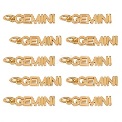 10 Stück Messinganhänger, mit Ringe springen, langlebig plattiert, Sternbild / Sternzeichen, golden, Zwillinge, Gemini: 4x19x1.5mm, Bohrung: 3 mm