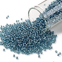Toho runde Saatperlen, japanische Saatperlen, (275) Innenfarbe ab Kristall / blaugrün gefüttert, 11/0, 2.2 mm, Bohrung: 0.8 mm, ca. 1110 Stk. / 10 g