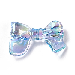 Perles en acrylique transparente, couleur ab , bowknot, lumière bleu ciel, 23x33.5x7.5mm, Trou: 1.7mm