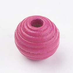 Natural Maple Wood Beehive Beads, Dyed, Round, Camellia, 13~14x13mm, Hole: 3~4mm, about 640pcs/500g