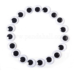 Black & White Plastic Wiggle Googly Eyes Cabochons, DIY Scrapbooking Crafts Toy Accessories with Label Paster on Back, Black, 18mm, 100pcs/bag