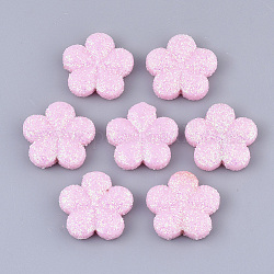 Abalorios acrílicos opacos, con polvo del brillo, flor, rosa perla, 20x20.5x5mm, agujero: 1.6 mm