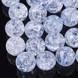 Perles en acrylique transparentes craquelées, ronde, bleuet, 10mm, Trou: 2mm, environ 943pc / 500g