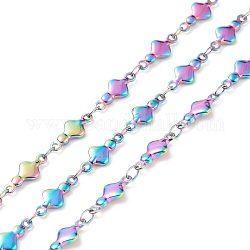 Rainbow Color 304 Stainless Steel Link Chains, Soldered, 12x5x2mm