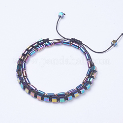Bracciali elasticizzati in ematite e braccialetti con perline intrecciate, arcobaleno placcato, 2 pollice (5.2 cm), 1-7/8 pollice (4.9 cm), 2strand / set
